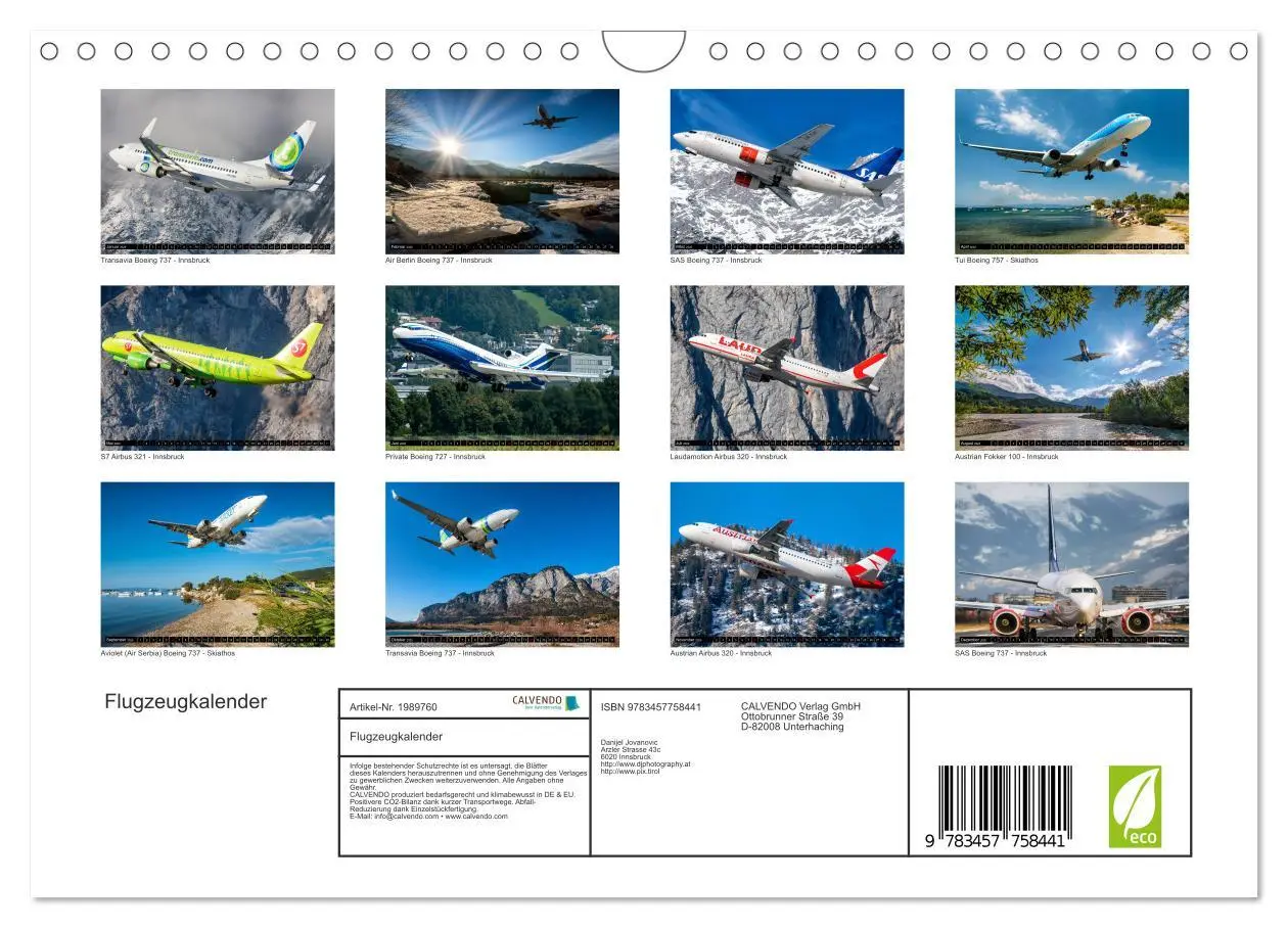 Bild: 9783457758441 | Flugzeugkalender (Wandkalender 2026 DIN A4 quer), CALVENDO...