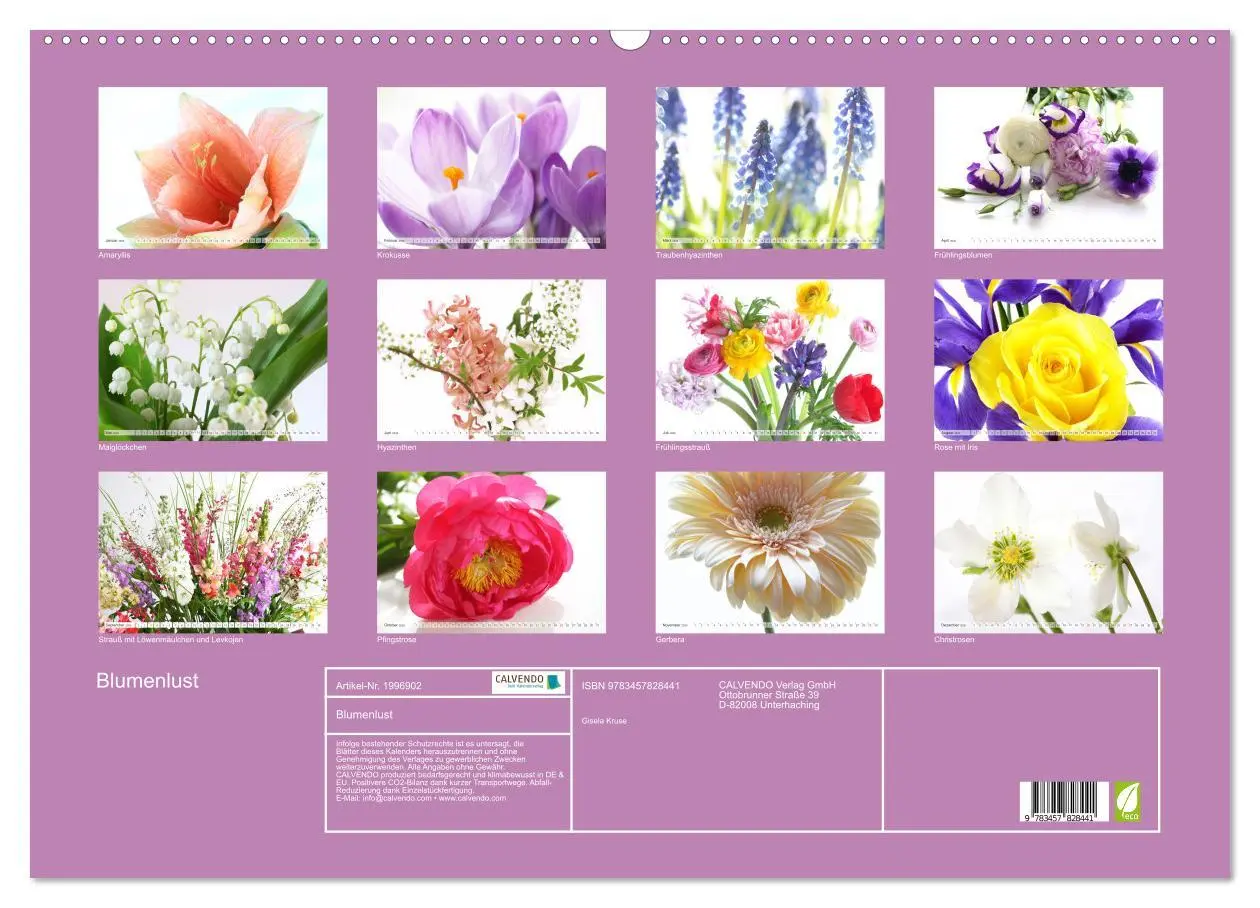 Bild: 9783457828441 | Blumenlust (Wandkalender 2026 DIN A2 quer), CALVENDO Monatskalender