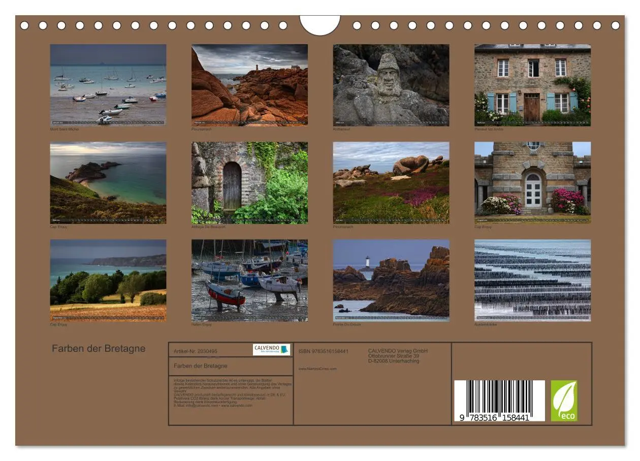Bild: 9783516158441 | Farben der Bretagne (Wandkalender 2026 DIN A4 quer), CALVENDO...
