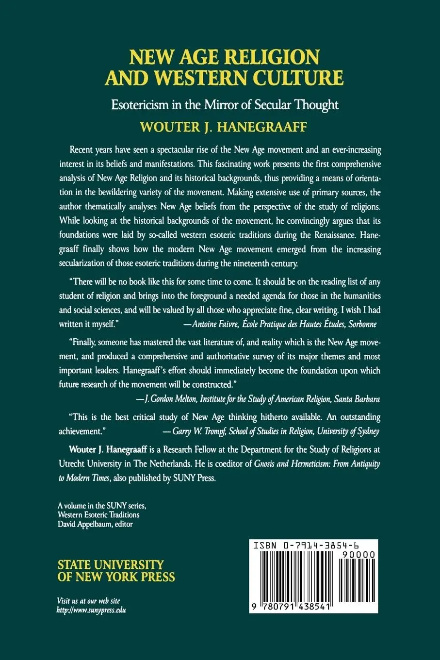 Rückseite: 9780791438541 | New Age Religion and Western Culture | Wouter J. Hanegraaff | Buch