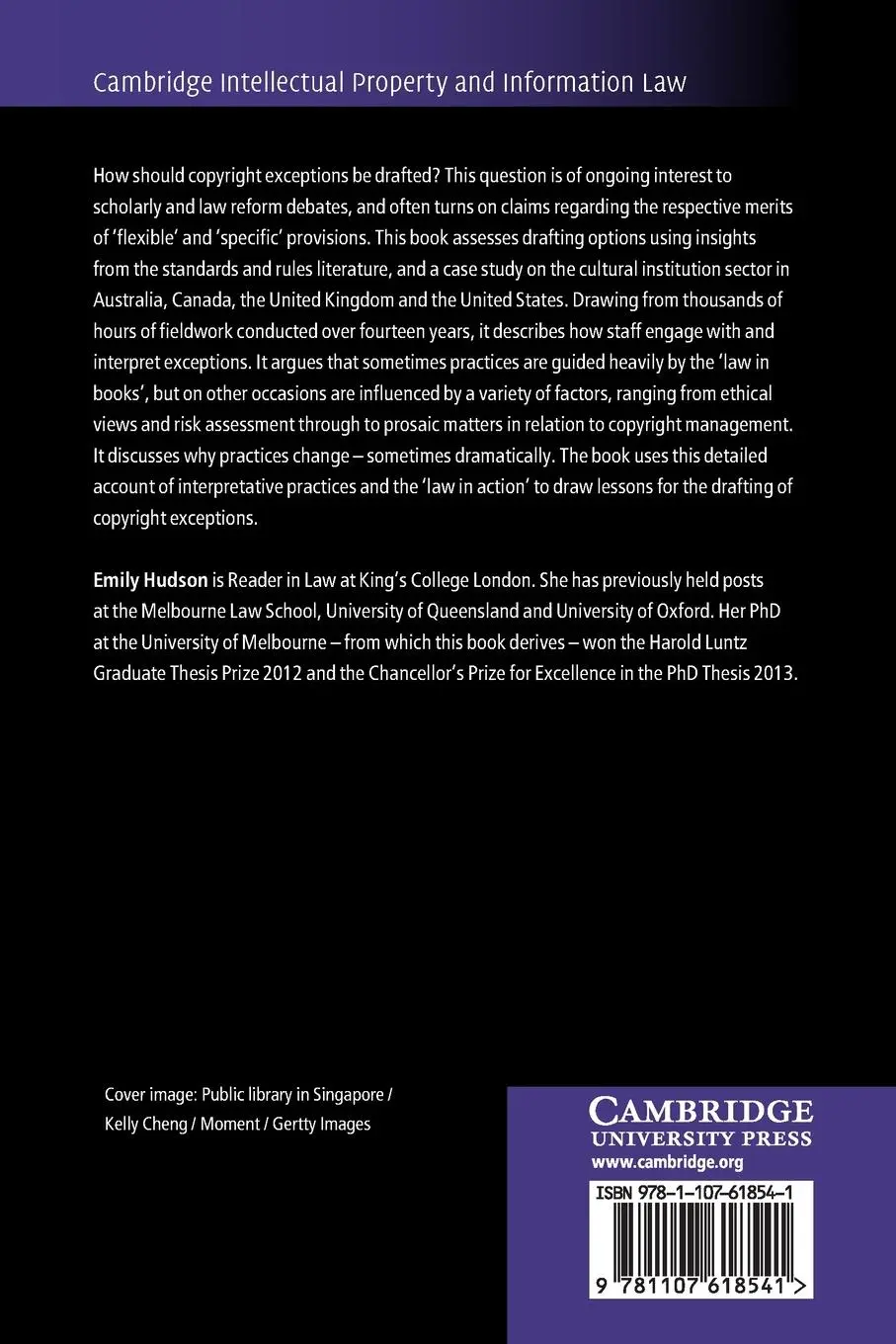Rückseite: 9781107618541 | Drafting Copyright Exceptions | Emily Hudson | Taschenbuch | Englisch