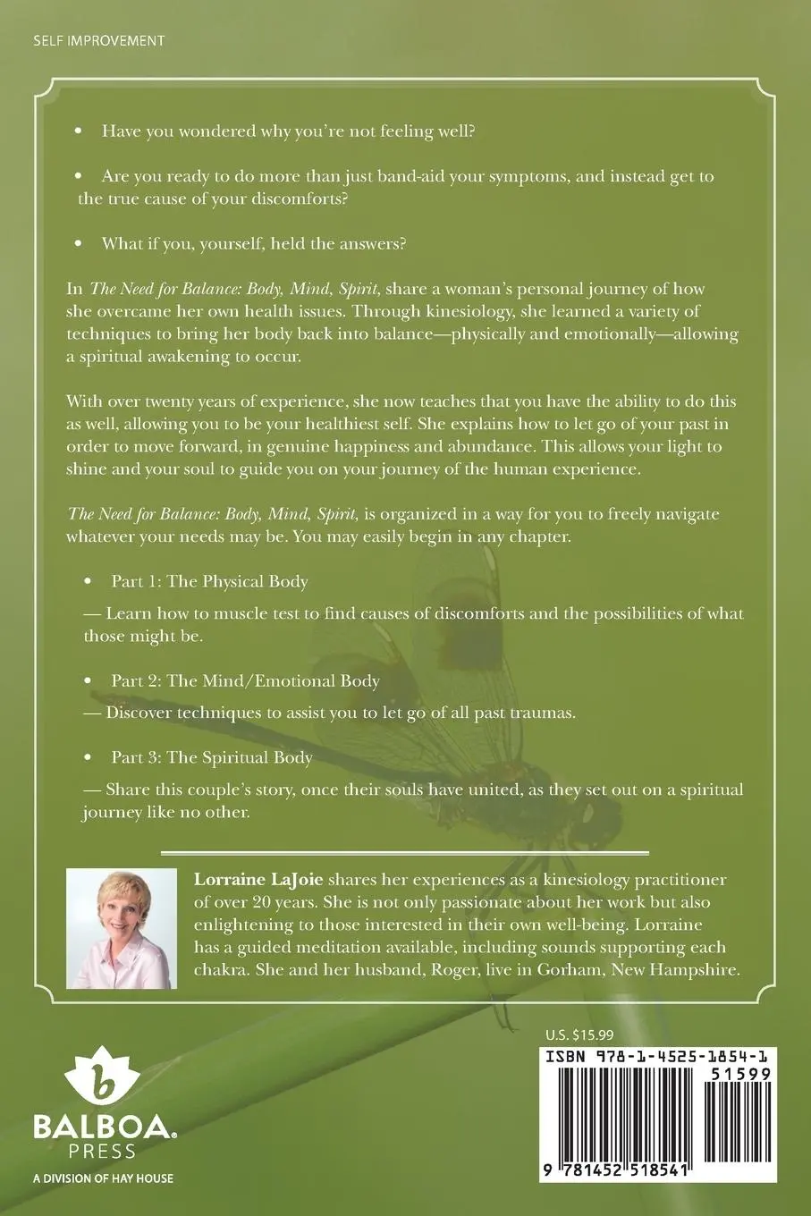 Rückseite: 9781452518541 | The Need for Balance | Body, Mind, Spirit | Lorraine Lajoie | Buch