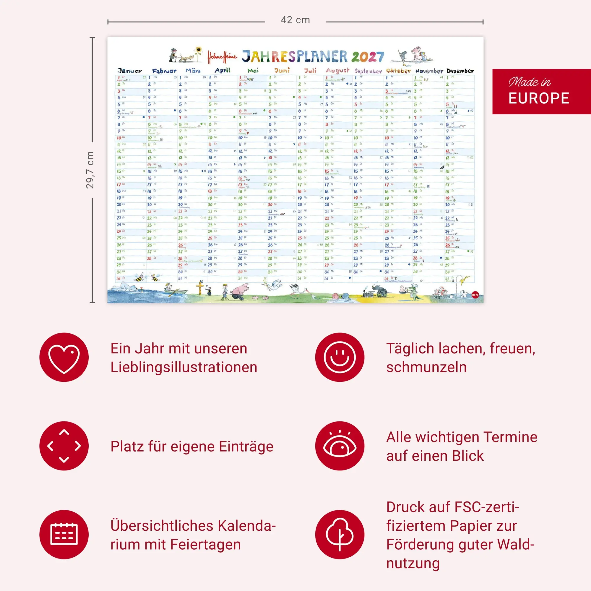 Bild: 9783756418541 | Helme Heine: Tafelkalender A3 2027 | Helme Heine | Kalender | 1 S.