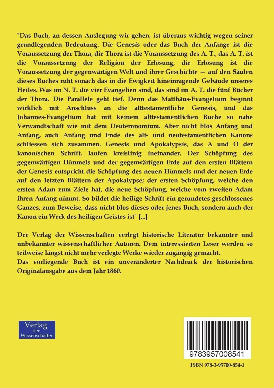 Rückseite: 9783957008541 | Die Genesis - Buch der Anfänge | Franz Delitzsch | Taschenbuch | 2019