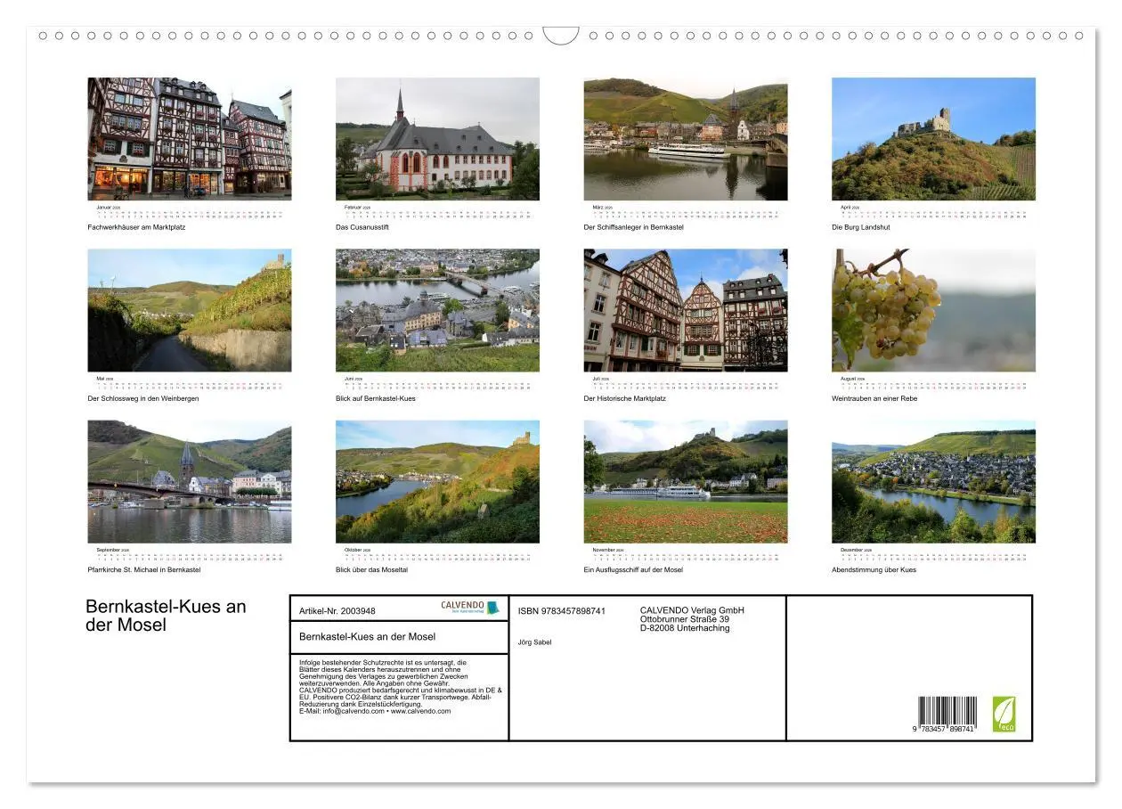 Bild: 9783457898741 | Bernkastel-Kues an der Mosel (Wandkalender 2026 DIN A2 quer),...