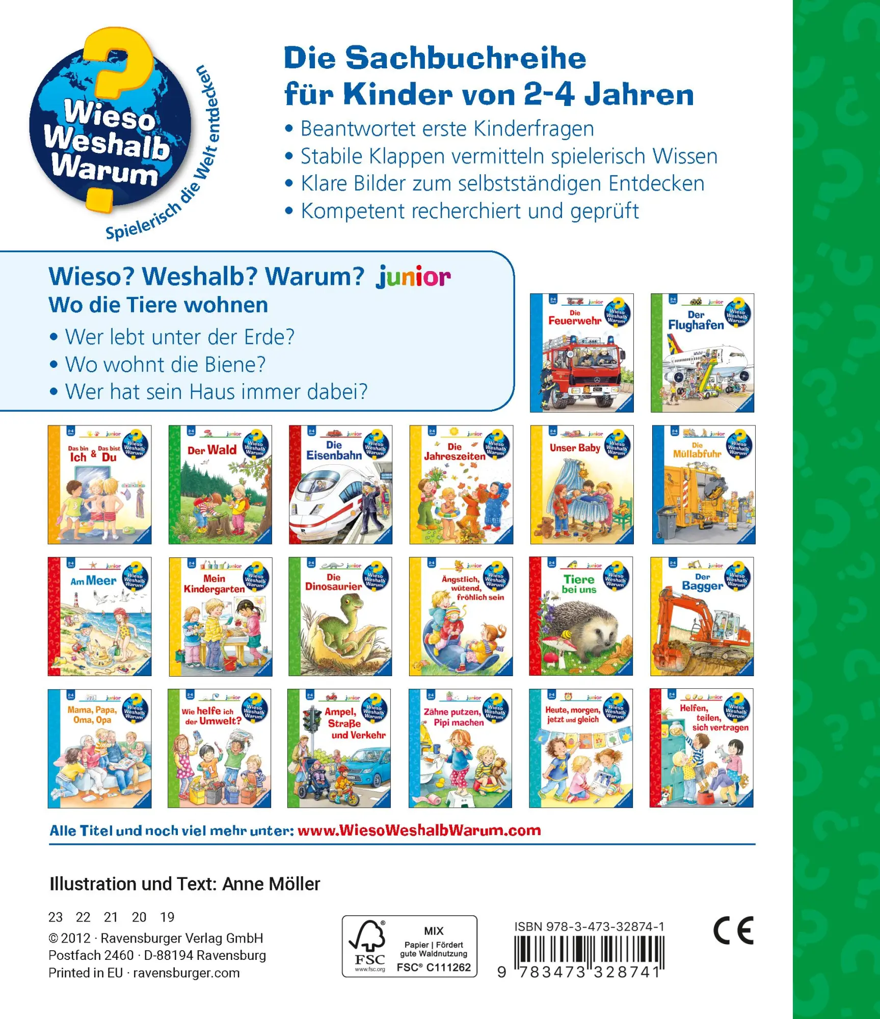 Rückseite: 9783473328741 | Wieso? Weshalb? Warum? junior, Band 46: Wo die Tiere wohnen | Möller