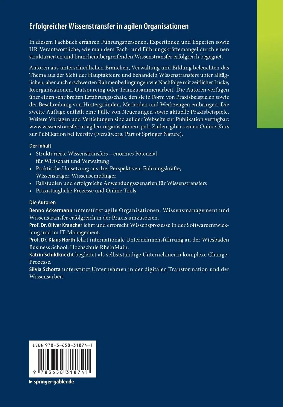 Rückseite: 9783658318741 | Erfolgreicher Wissenstransfer in agilen Organisationen | Taschenbuch