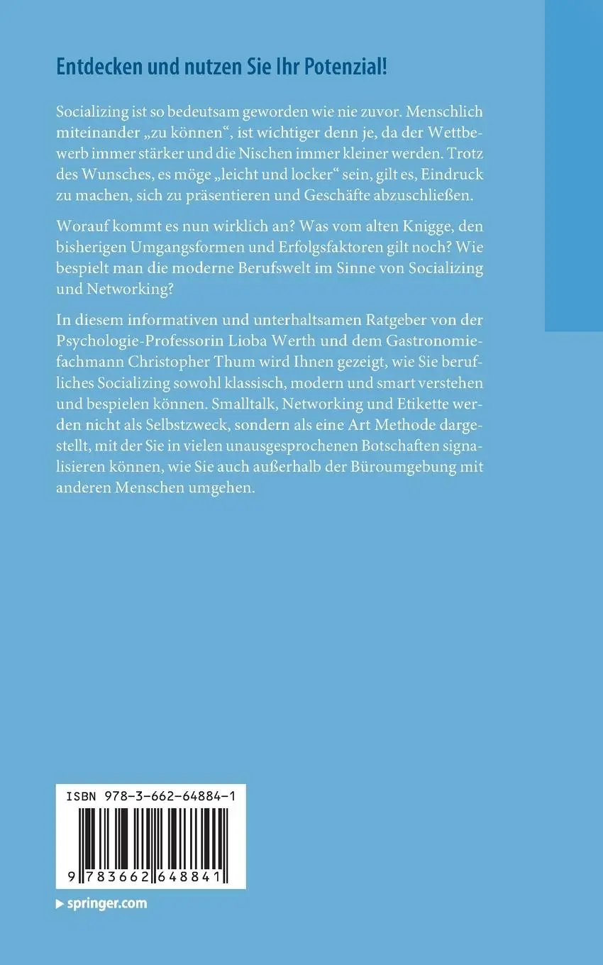 Rückseite: 9783662648841 | Erfolgsfaktor Socializing | Lioba Werth (u. a.) | Taschenbuch | viii