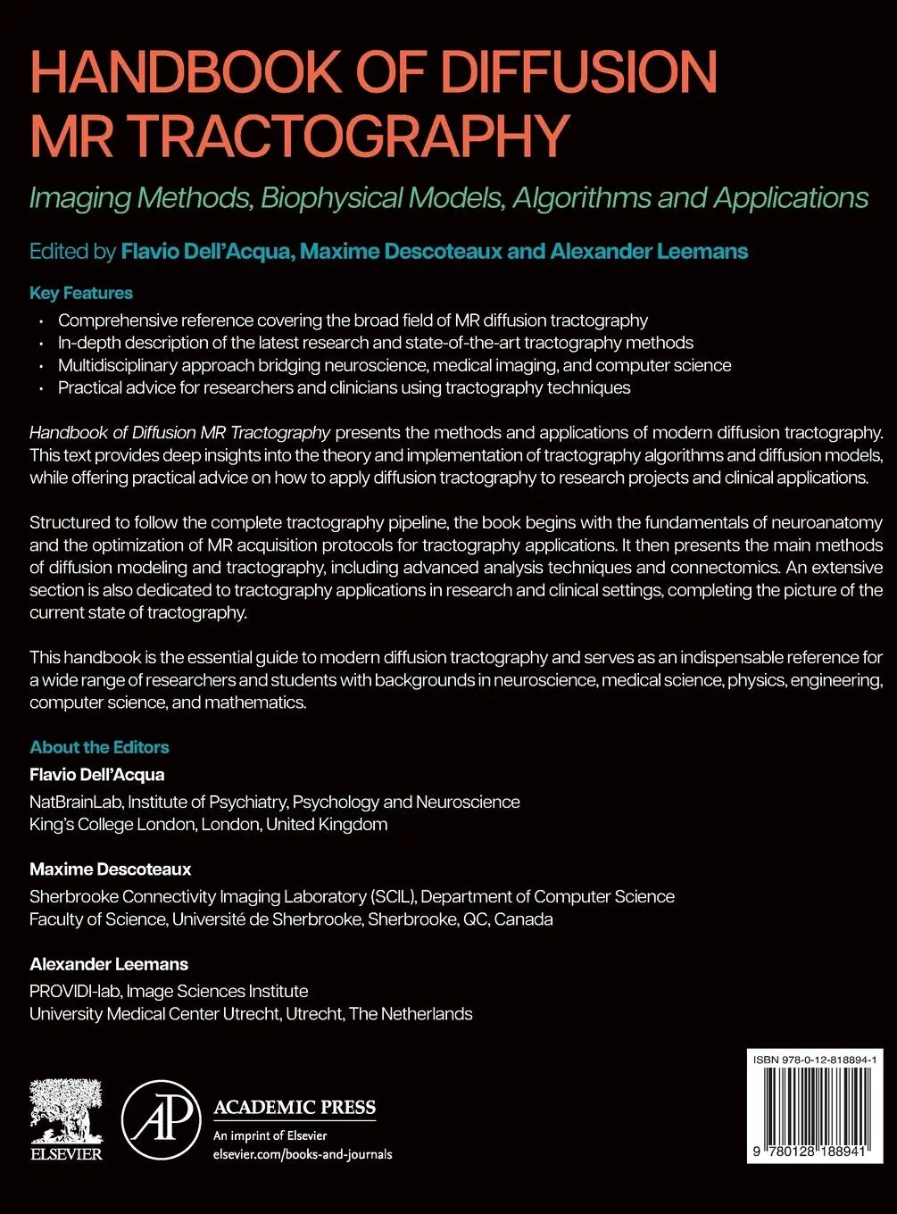 Rückseite: 9780128188941 | Handbook of Diffusion MR Tractography | Alexander Leemans (u. a.)