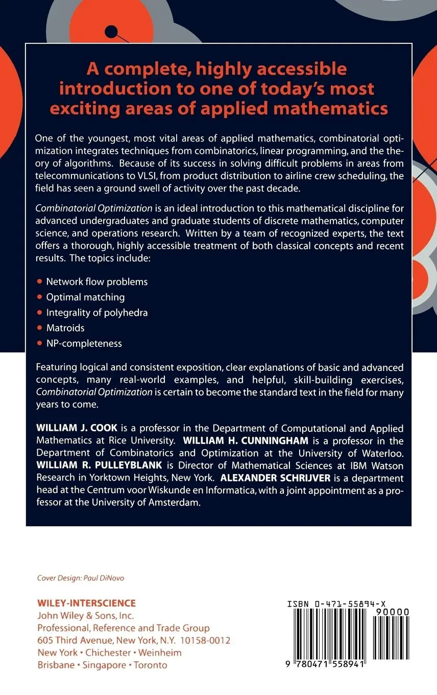 Rückseite: 9780471558941 | Combinatorial Optimization | William J Cook (u. a.) | Buch | XII