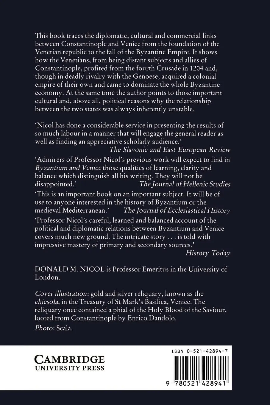 Rückseite: 9780521428941 | Byzantium and Venice | A Study in Diplomatic and Cultural Relations