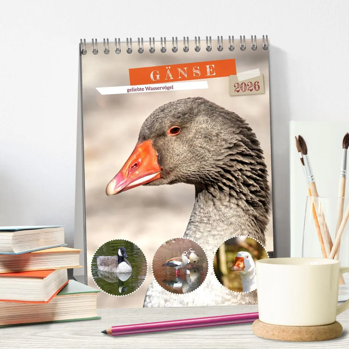 Bild: 9783516348941 | Gänse, geliebte Wasservögel (Tischkalender 2026 DIN A5 hoch),...