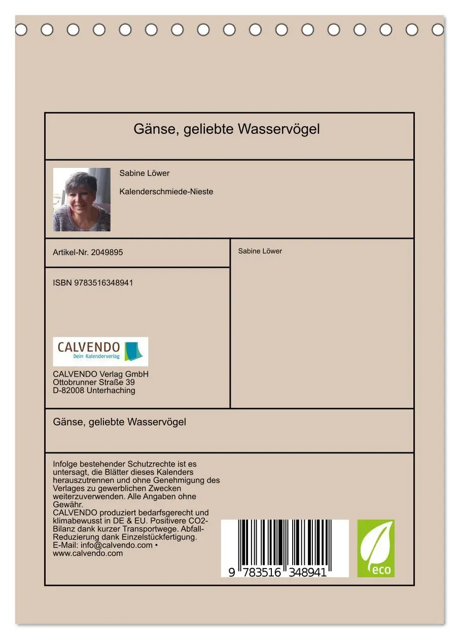 Bild: 9783516348941 | Gänse, geliebte Wasservögel (Tischkalender 2026 DIN A5 hoch),...