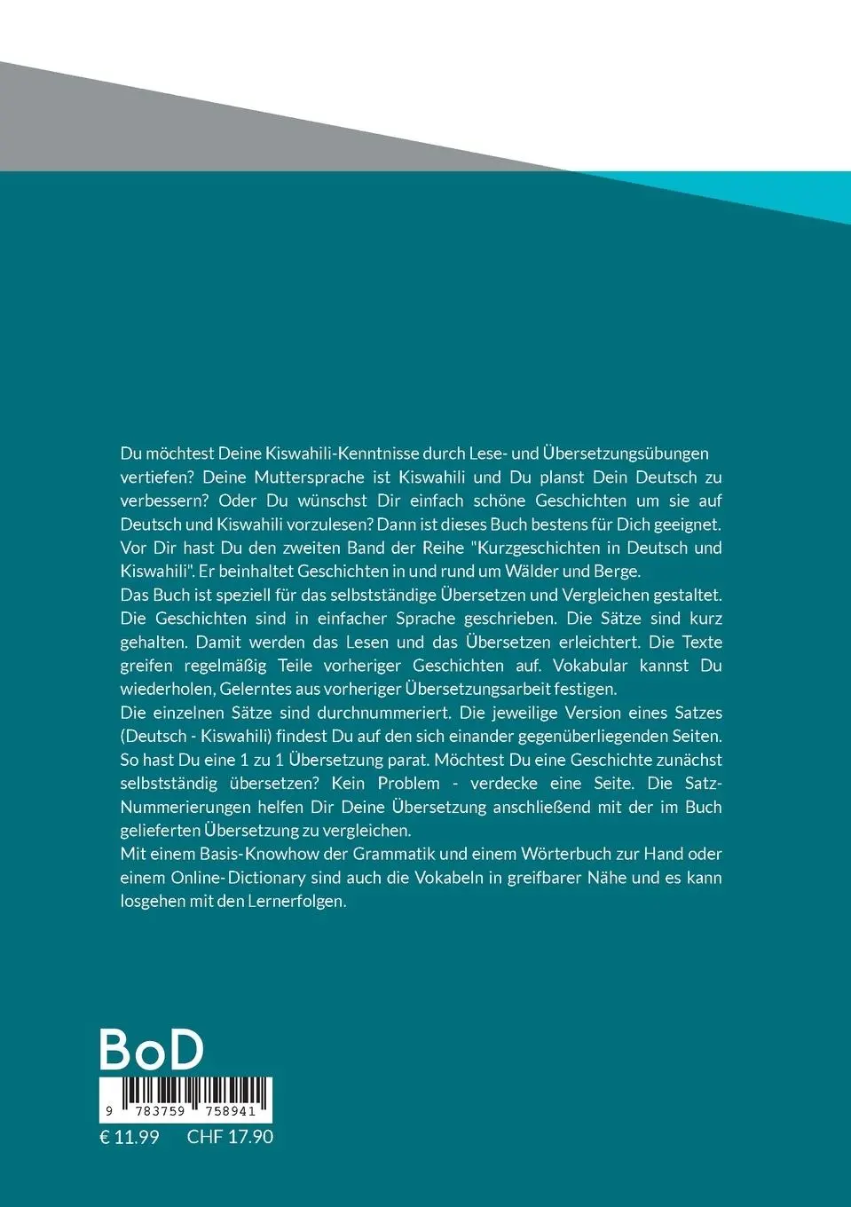 Rückseite: 9783759758941 | Kurzgeschichten Deutsch Suaheli Wälder und Berge | Sebastian Müller