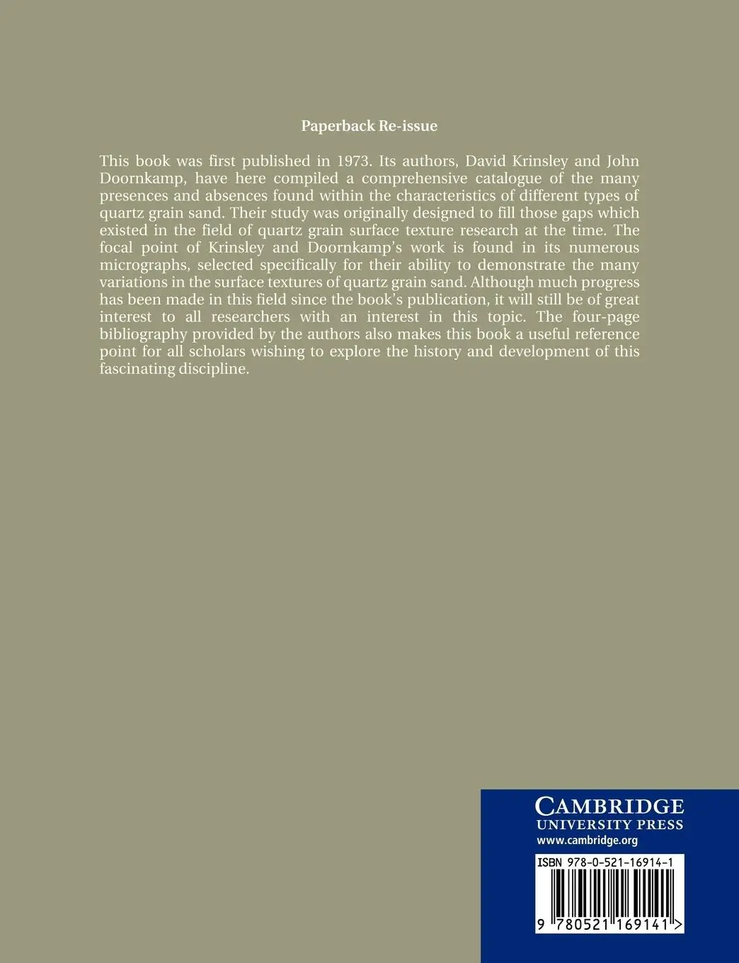 Rückseite: 9780521169141 | Atlas of Quartz Sand Surface Textures | Krinsley David H. (u. a.)