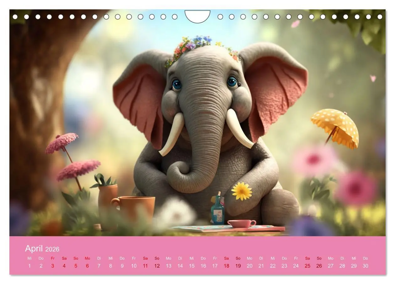 Bild: 9783457379141 | Die lustigen Dickhäuter. Ein Kalender für gute Laune (Wandkalender...