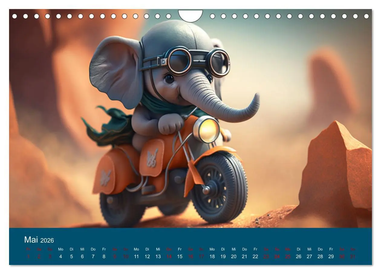 Bild: 9783457379141 | Die lustigen Dickhäuter. Ein Kalender für gute Laune (Wandkalender...