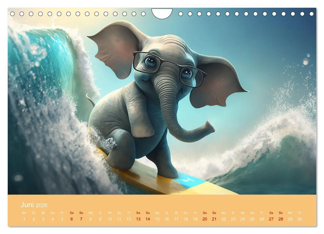 Bild: 9783457379141 | Die lustigen Dickhäuter. Ein Kalender für gute Laune (Wandkalender...