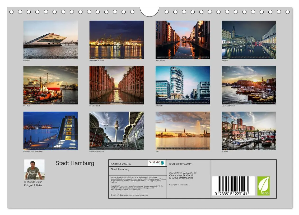 Bild: 9783516229141 | Stadt Hamburg (Wandkalender 2026 DIN A4 quer), CALVENDO Monatskalender