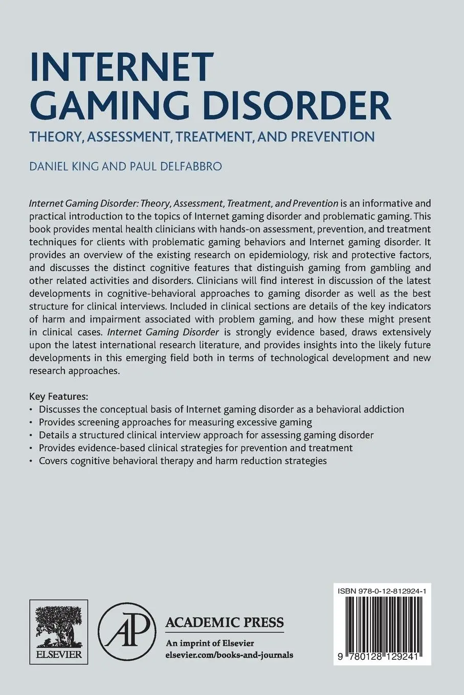 Rückseite: 9780128129241 | Internet Gaming Disorder | Daniel King (u. a.) | Taschenbuch | 2018