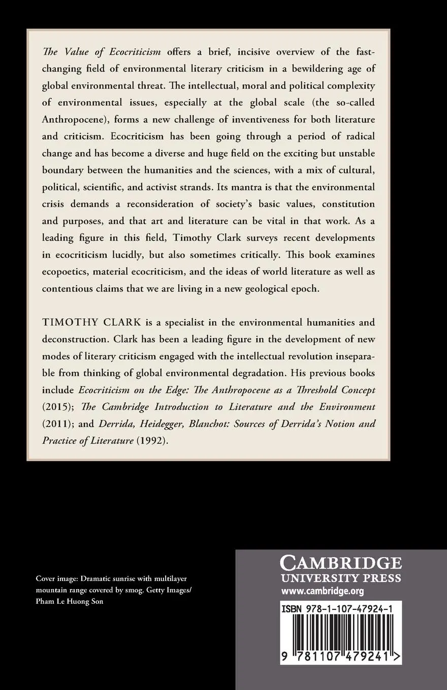 Rückseite: 9781107479241 | The Value of Ecocriticism | Timothy Clark | Taschenbuch | Englisch