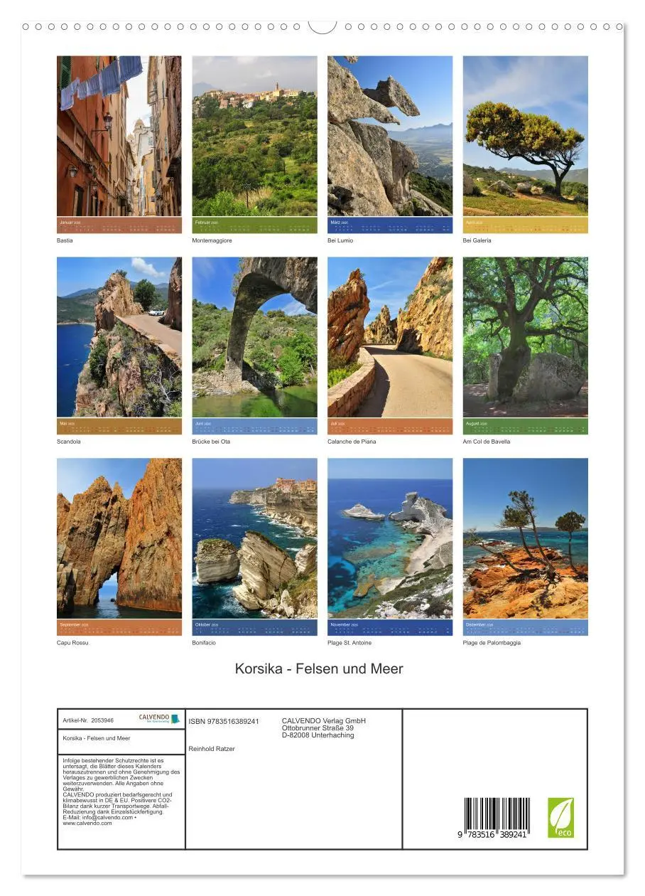 Bild: 9783516389241 | Korsika - Felsen und Meer (hochwertiger Premium Wandkalender 2026...