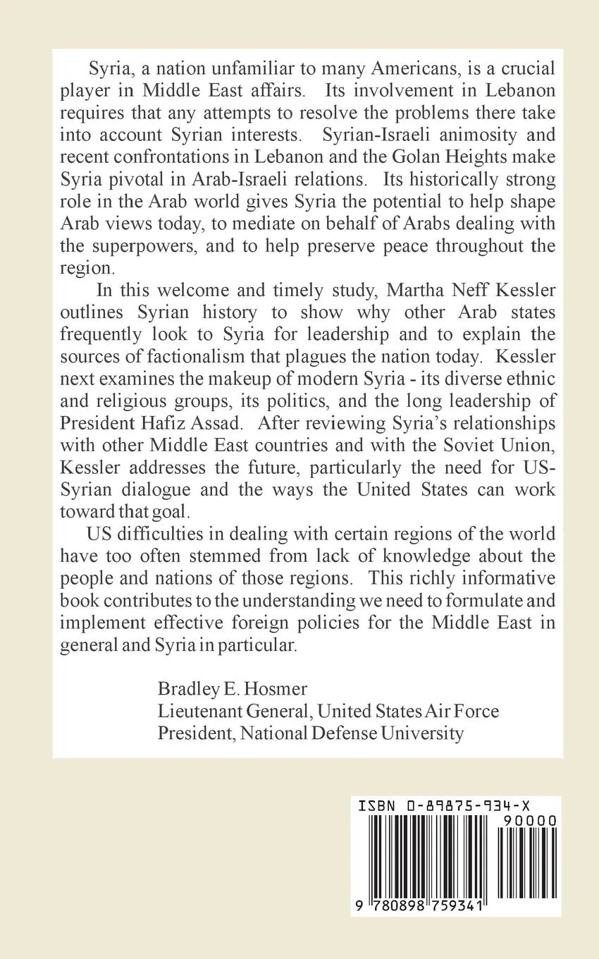 Rückseite: 9780898759341 | Syria | Fragile Mosaic of Power | Martha Neff Kessler | Taschenbuch