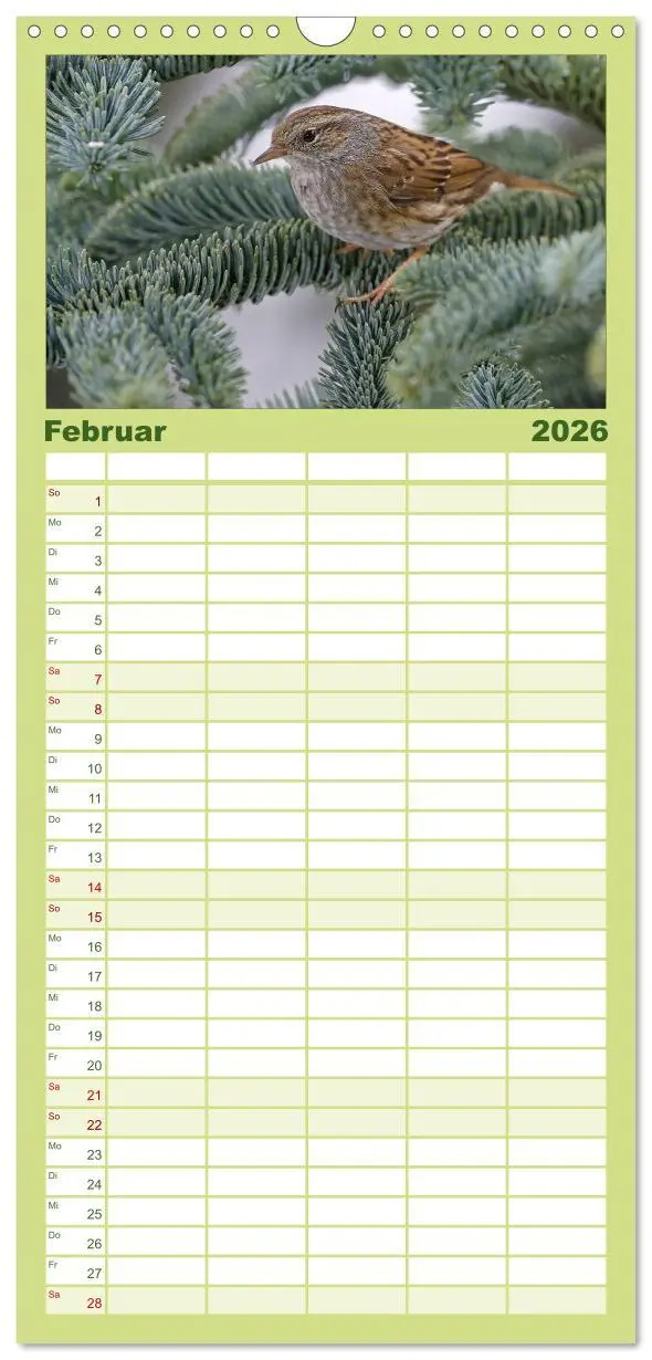 Bild: 9783516519341 | Familienplaner 2026 - Heimische Gartenvögel mit 5 Spalten...