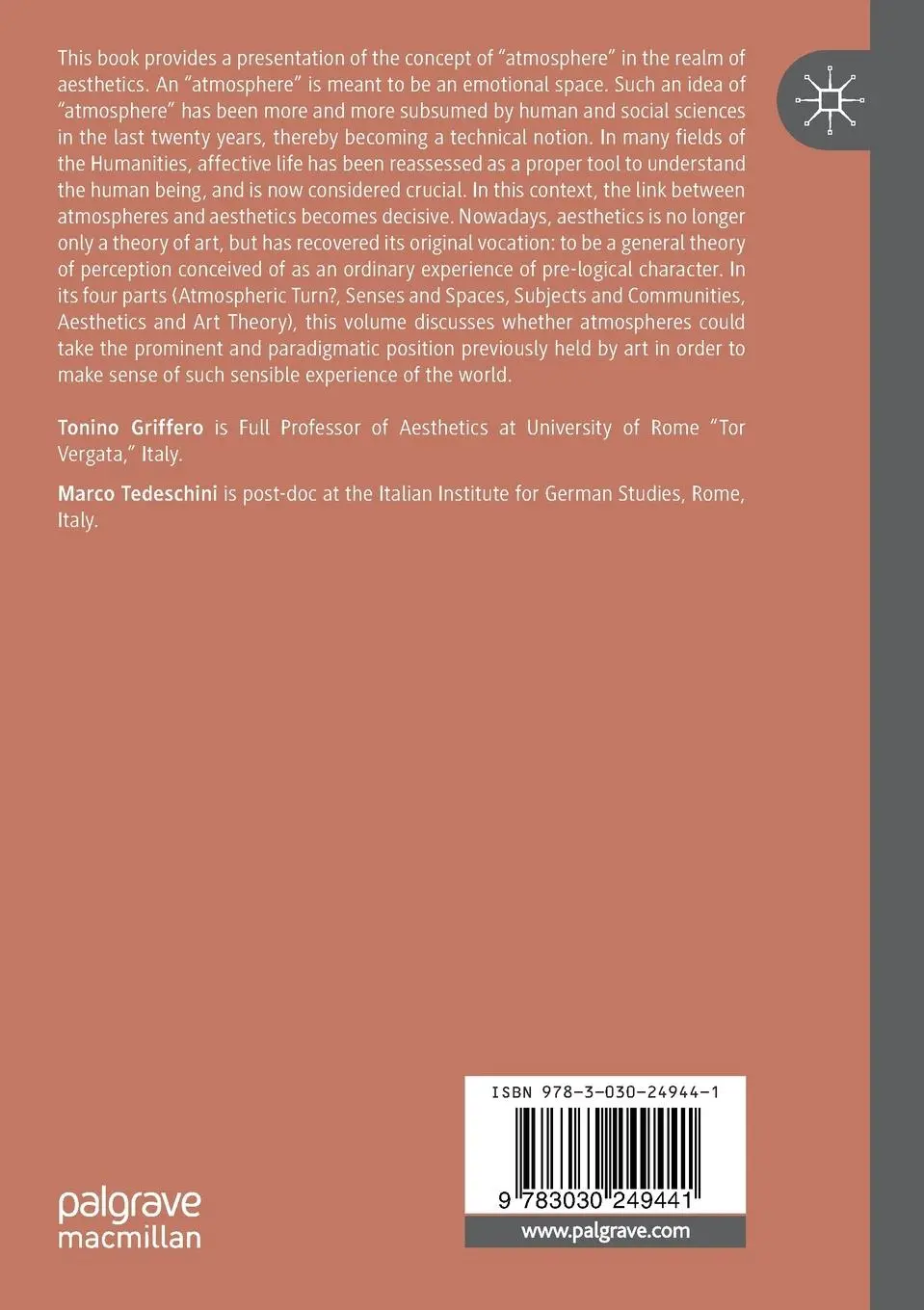 Rückseite: 9783030249441 | Atmosphere and Aesthetics | A Plural Perspective | Tedeschini (u. a.)