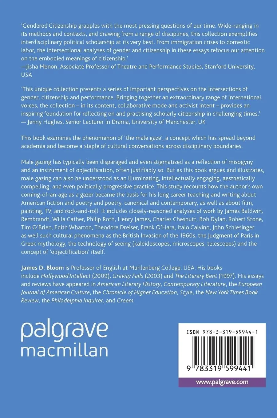 Rückseite: 9783319599441 | Reading the Male Gaze in Literature and Culture | James D. Bloom | ix