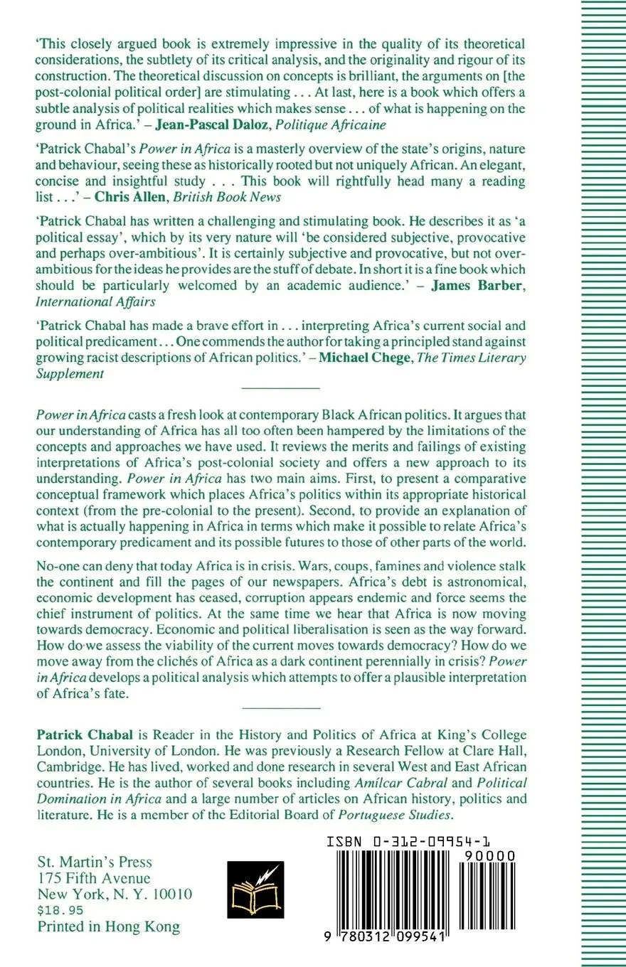 Rückseite: 9780312099541 | Power in Africa | An Essay in Political Interpretation | Chabal | Buch