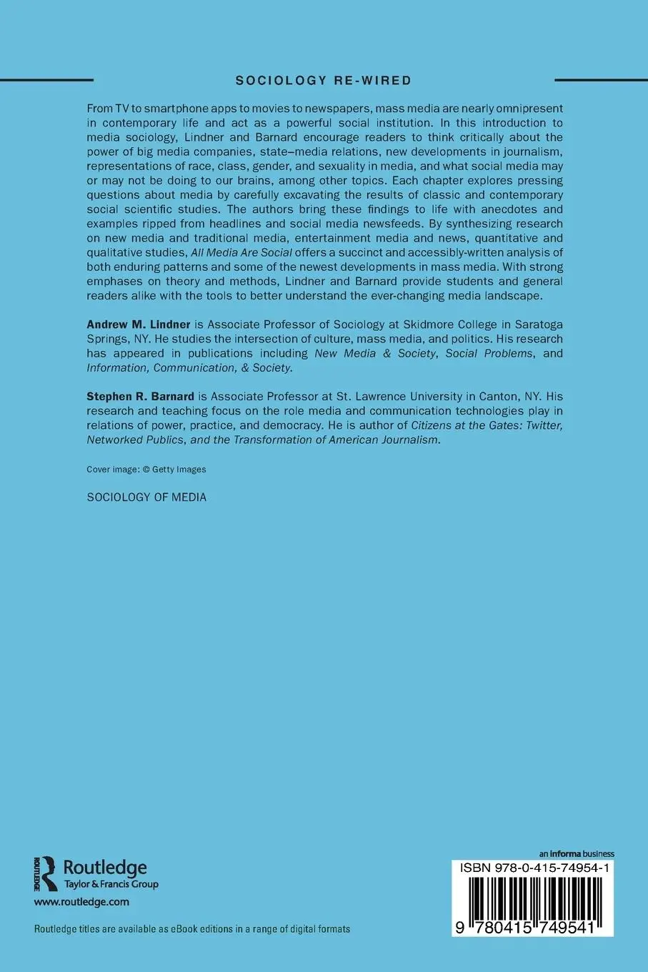 Rückseite: 9780415749541 | All Media Are Social | Sociological Perspectives on Mass Media | Buch