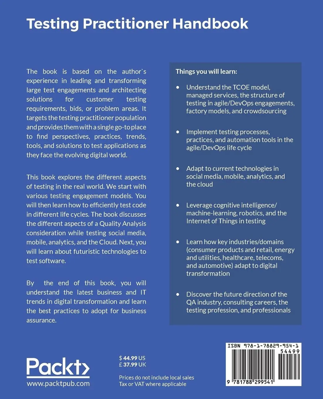 Rückseite: 9781788299541 | Testing Practitioner Handbook | Renu Rajani | Taschenbuch | Englisch