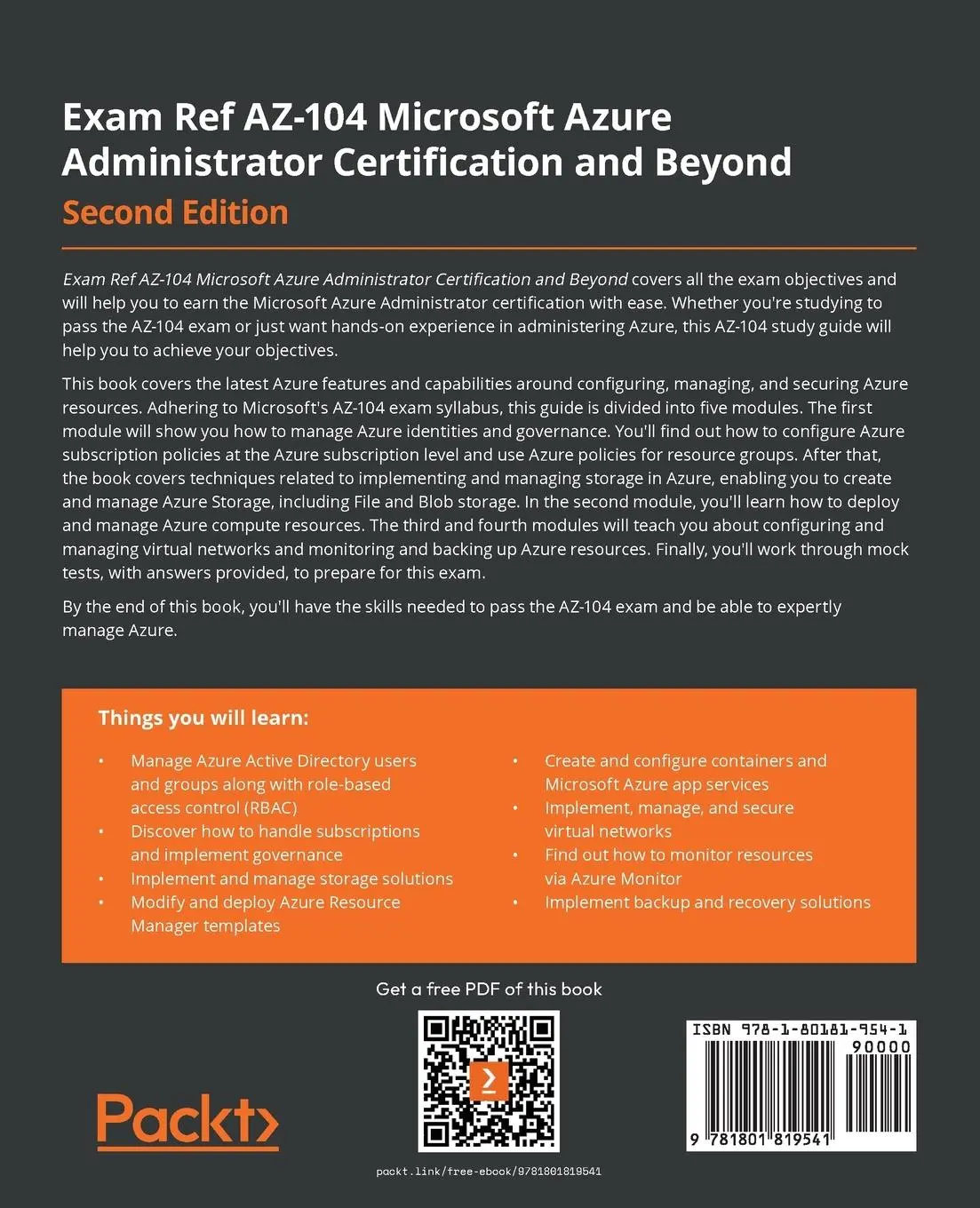 Rückseite: 9781801819541 | Exam Ref AZ-104 Microsoft Azure Administrator Certification and...