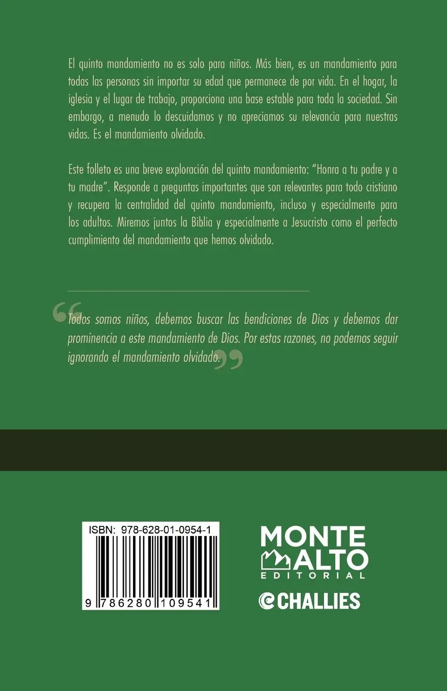 Rückseite: 9786280109541 | El mandamiento que olvidamos | Tim Challies | Taschenbuch | Spanisch