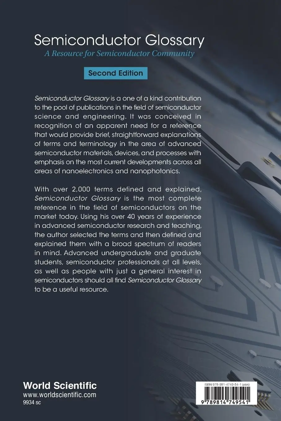 Rückseite: 9789814749541 | SEMICONDUCTOR GLOSSARY (2ND ED) | Ruzyllo Jerzy | Taschenbuch | 2016