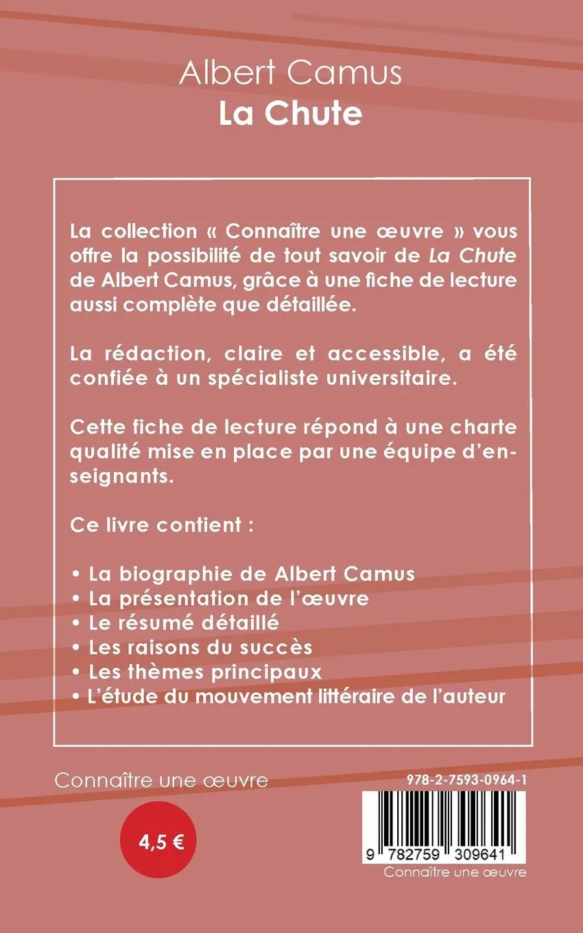 Rückseite: 9782759309641 | Fiche de lecture La Chute de Albert Camus (analyse littéraire de...