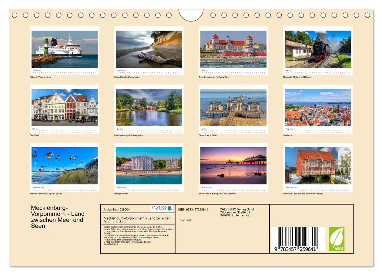 Bild: 9783457259641 | Mecklenburg-Vorpommern - Land zwischen Meer und Seen (Wandkalender...