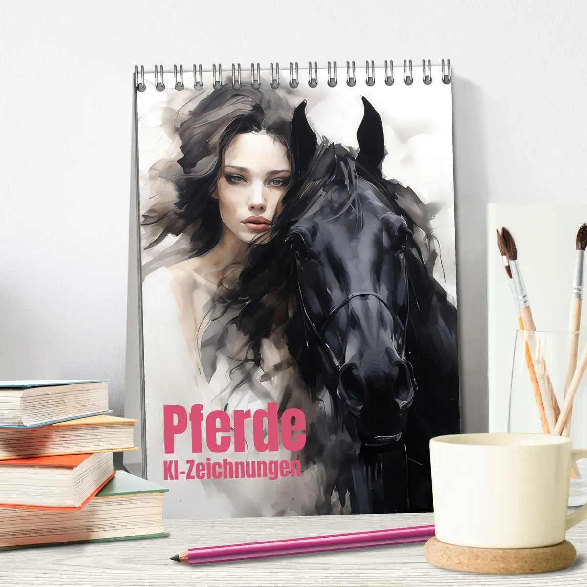 Bild: 9783516279641 | Pferde - KI-Zeichnungen (Tischkalender 2026 DIN A5 hoch), CALVENDO...
