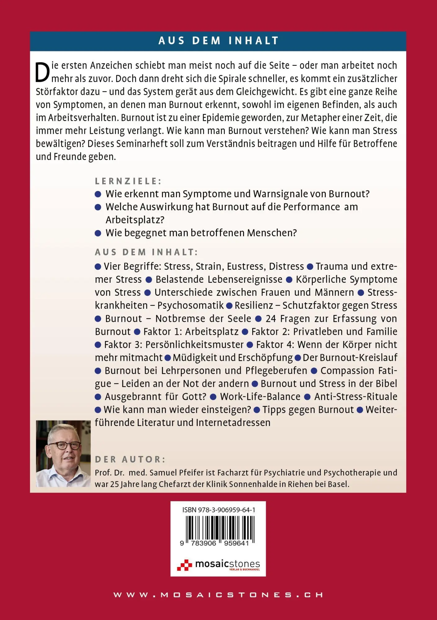 Bild: 9783906959641 | Stress und Burnout | Samuel Pfeifer | Taschenbuch | Buch | Deutsch