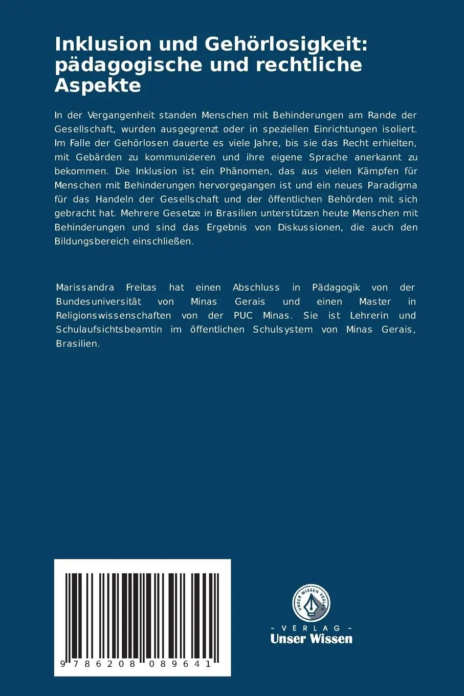 Rückseite: 9786208089641 | Inklusion und Gehörlosigkeit: pädagogische und rechtliche Aspekte