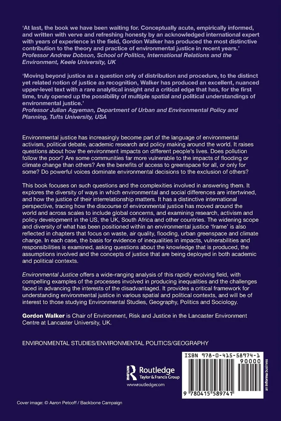 Rückseite: 9780415589741 | Environmental Justice | Concepts, Evidence and Politics | Walker