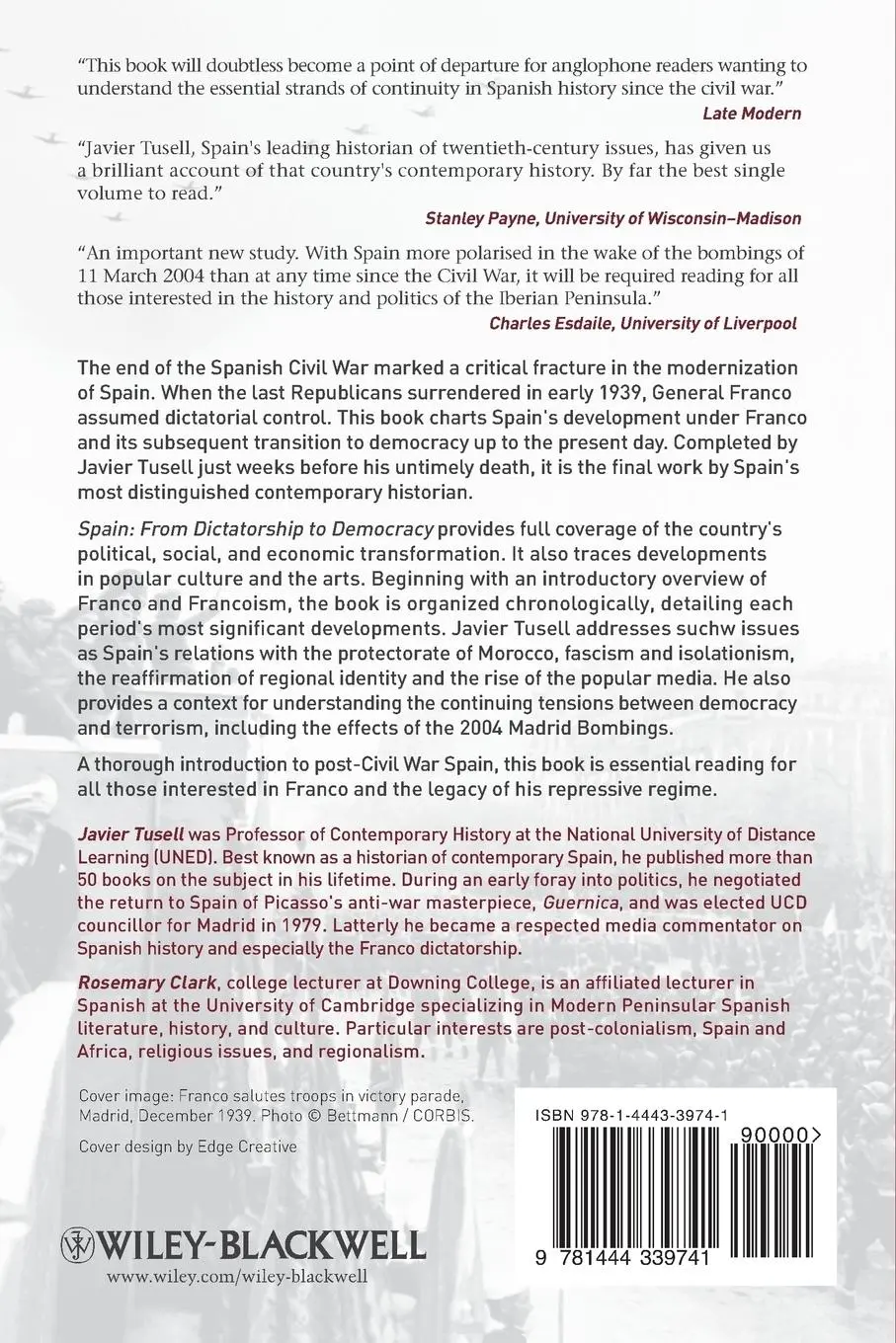 Rückseite: 9781444339741 | Spain | From Dictatorship to Democracy | Tusell | Taschenbuch | 502 S.
