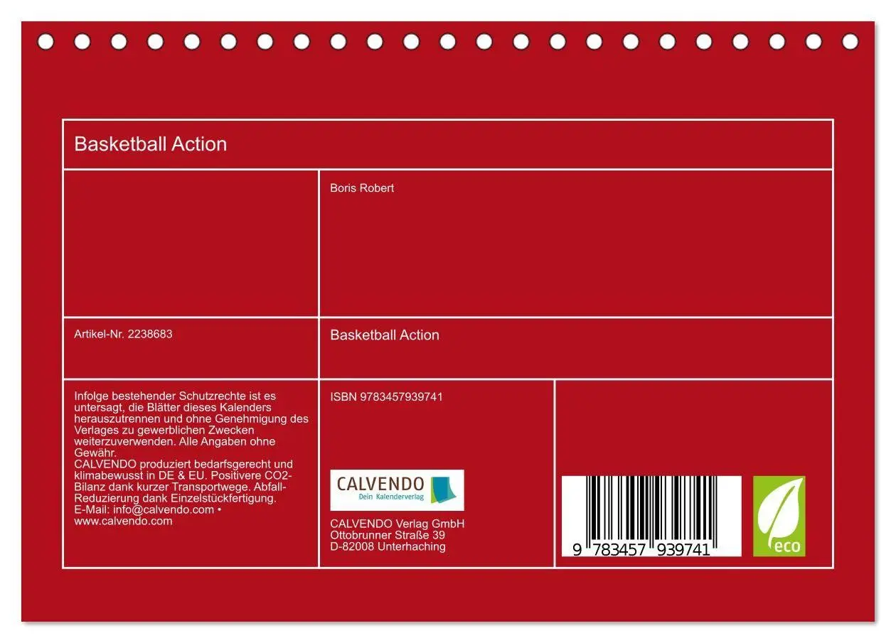 Bild: 9783457939741 | Basketball Action (Tischkalender 2026 DIN A5 quer), CALVENDO...