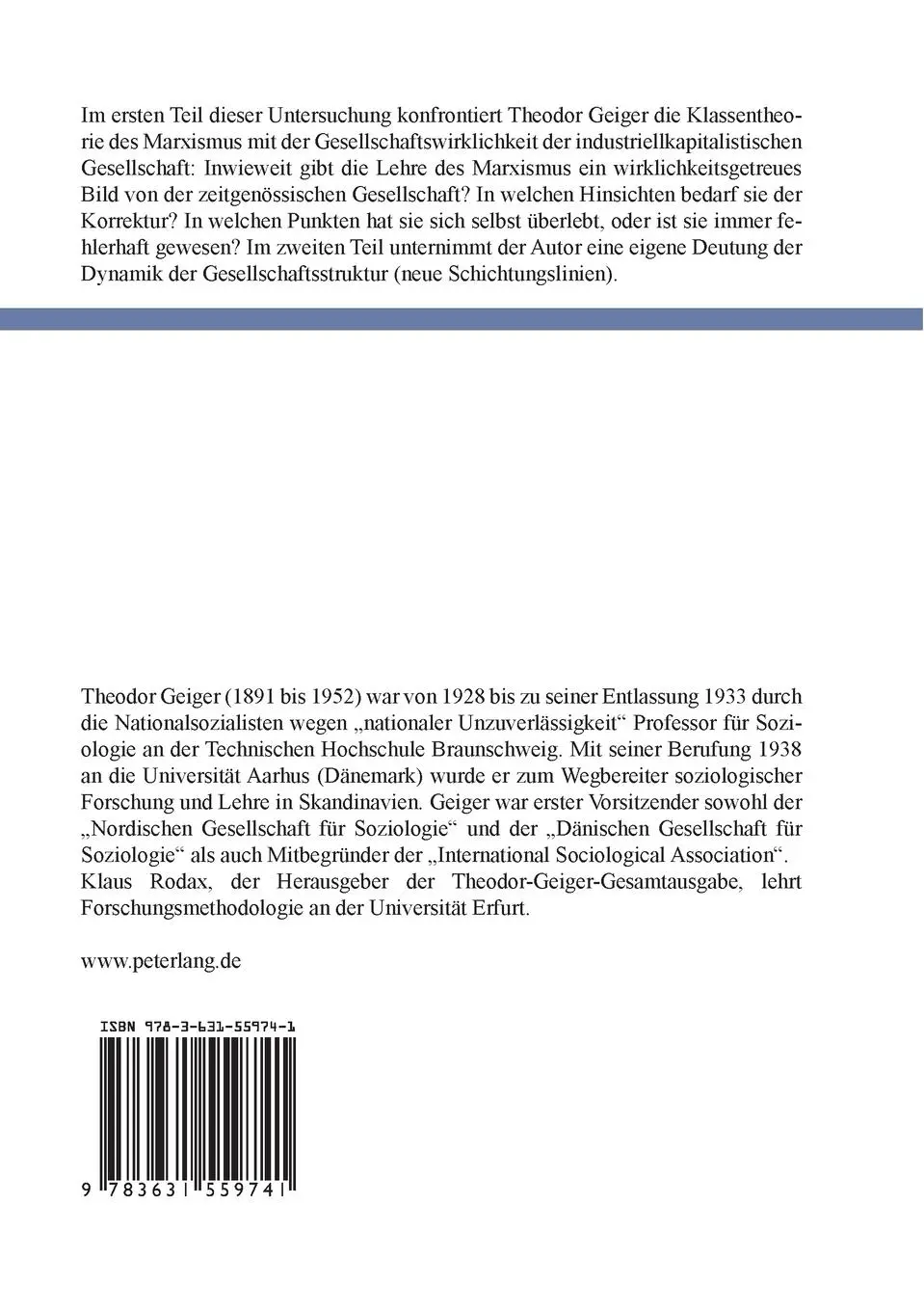 Rückseite: 9783631559741 | Die Klassengesellschaft im Schmelztiegel | Klaus Rodax | Taschenbuch