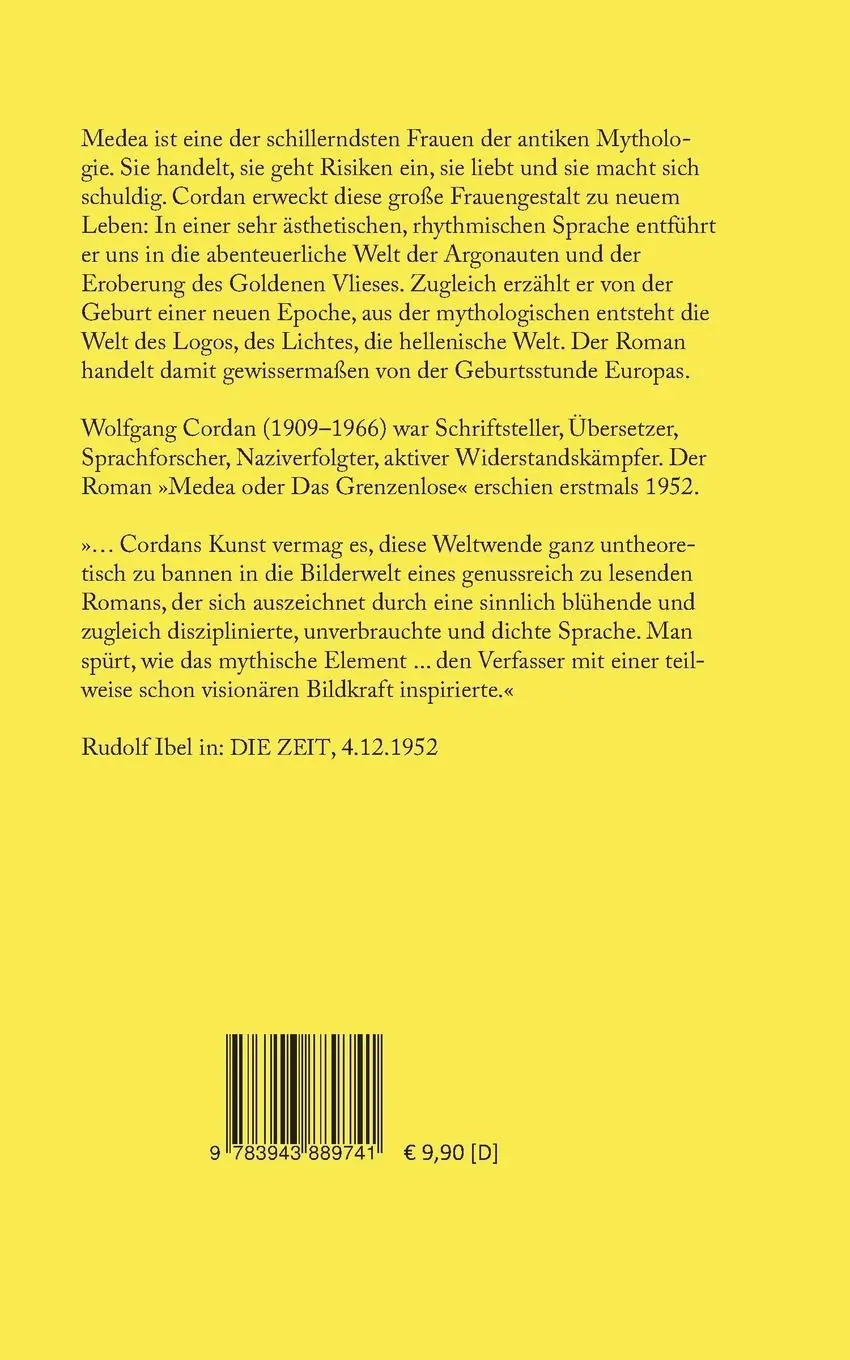 Rückseite: 9783943889741 | Medea oder Das Grenzenlose | Wolfgang Cordan | Taschenbuch | 216 S.