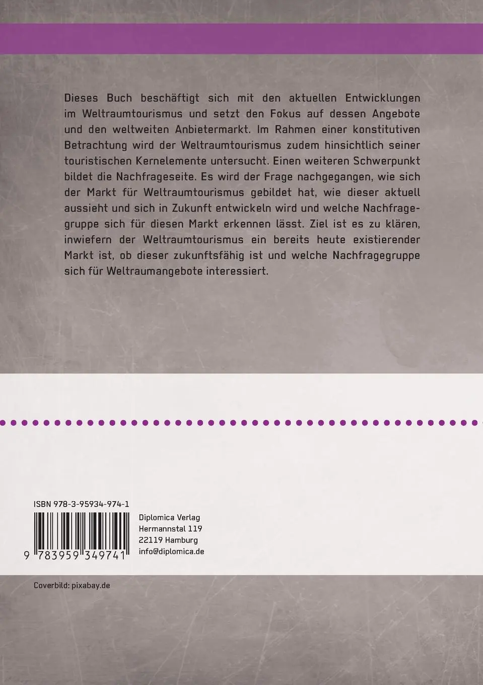 Rückseite: 9783959349741 | Zukunftsmarkt Weltraumtourismus. Urlaub im All | Patricia Franjkovic