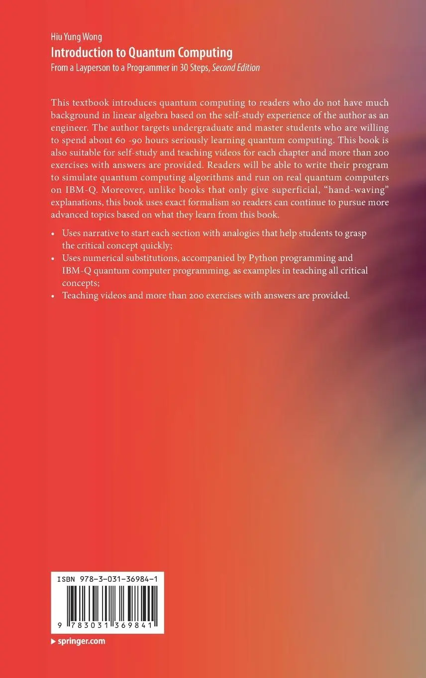 Rückseite: 9783031369841 | Introduction to Quantum Computing | Hiu Yung Wong | Buch | xxi | 2023
