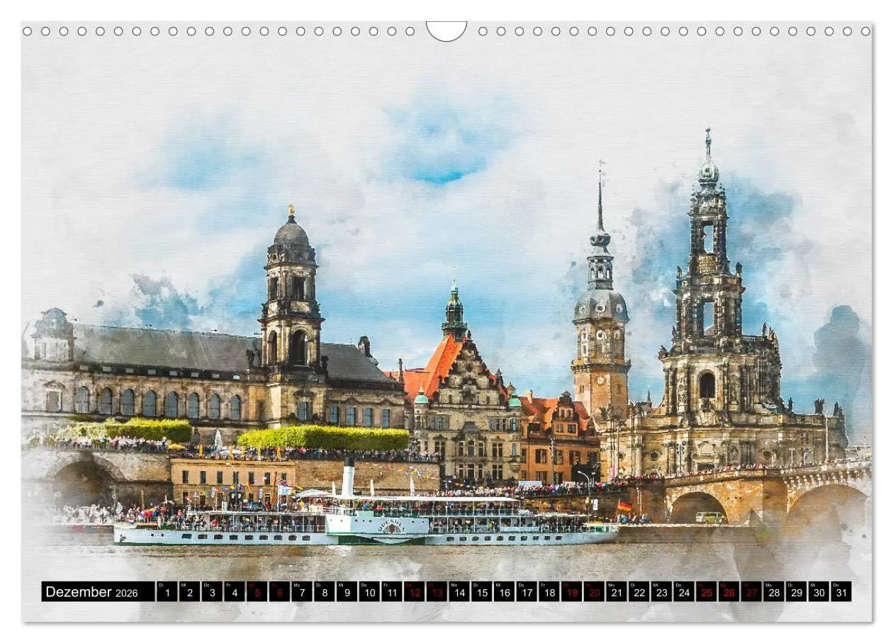Bild: 9783457859841 | Sächsische Dampfer Aquarelle (Wandkalender 2026 DIN A3 quer),...