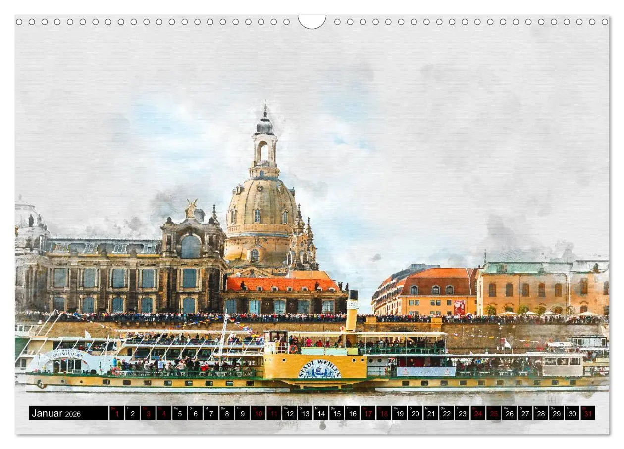 Bild: 9783457859841 | Sächsische Dampfer Aquarelle (Wandkalender 2026 DIN A3 quer),...